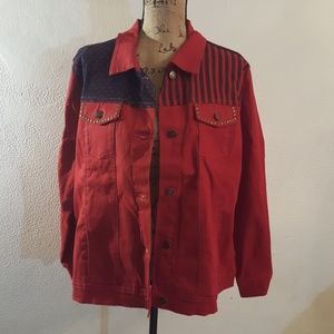 Stretch demin long sleeve jacket. Diane Gilman